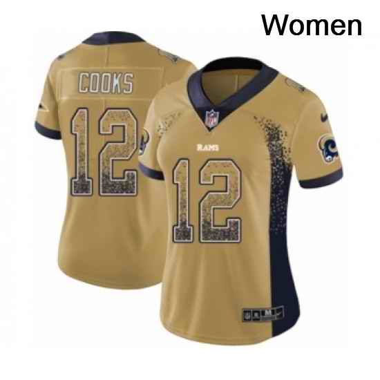 Womens Nike Los Angeles Rams 12 Brandin Cooks Limited Gold Rush Drift Fashion NFL Jersey